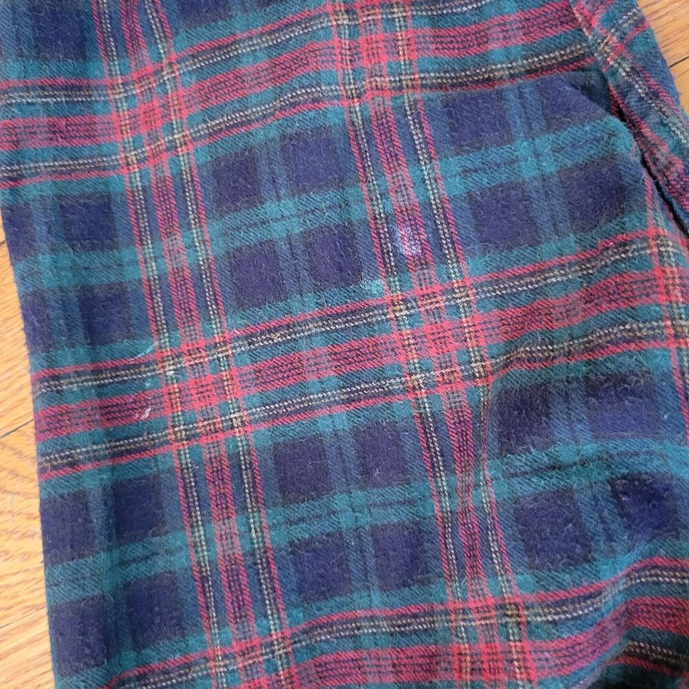 Woolrich L Plaid‎ Button Up Flannel Shirt Green Red Plaid Cotton - Picture 7 of 8